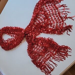 Red Sequin Fringe 20" x 70" Bicentennial Holiday Scarf Wrap